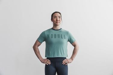 Nobull Boxy Women's T Shirts Blue | Australia (YQ2768)